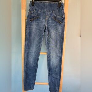 Rock & Republic Dark Blue Skinny Jeans with Zipper Accents
